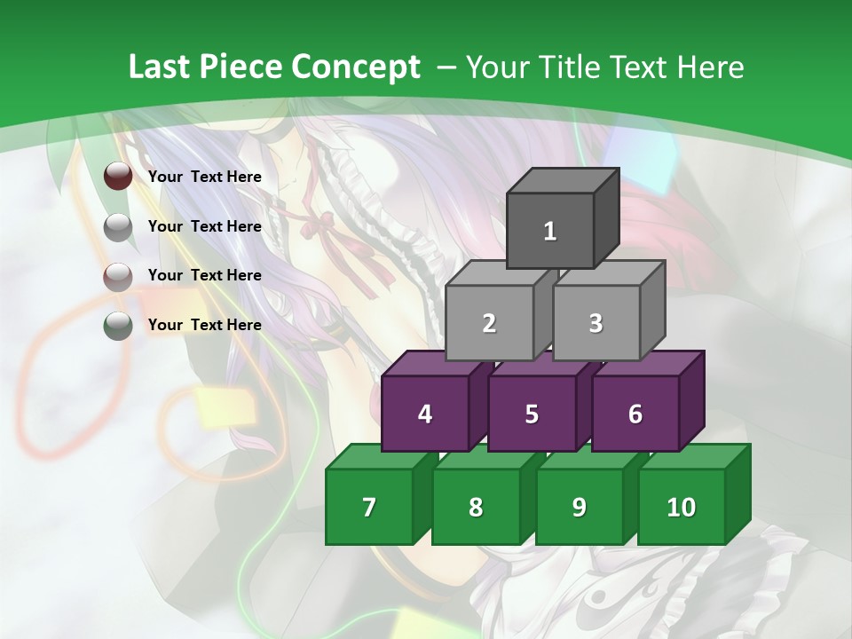 A Woman With Purple Hair And A Green Background PowerPoint Template