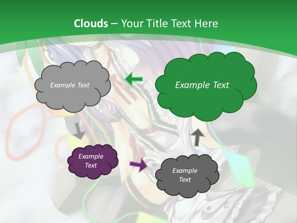 A Woman With Purple Hair And A Green Background PowerPoint Template