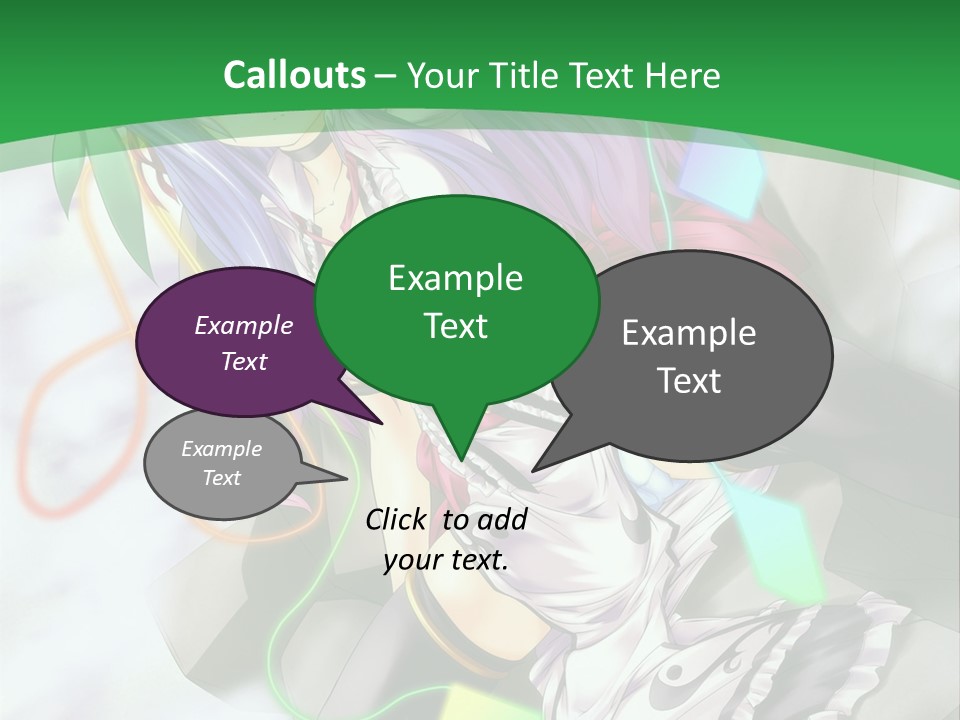 A Woman With Purple Hair And A Green Background PowerPoint Template