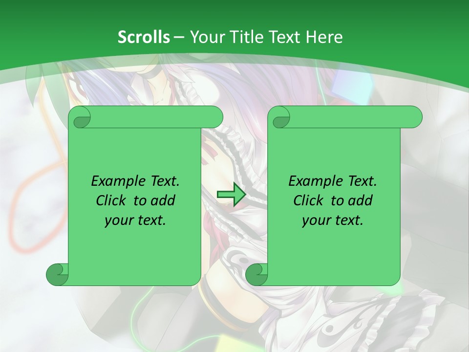 A Woman With Purple Hair And A Green Background PowerPoint Template