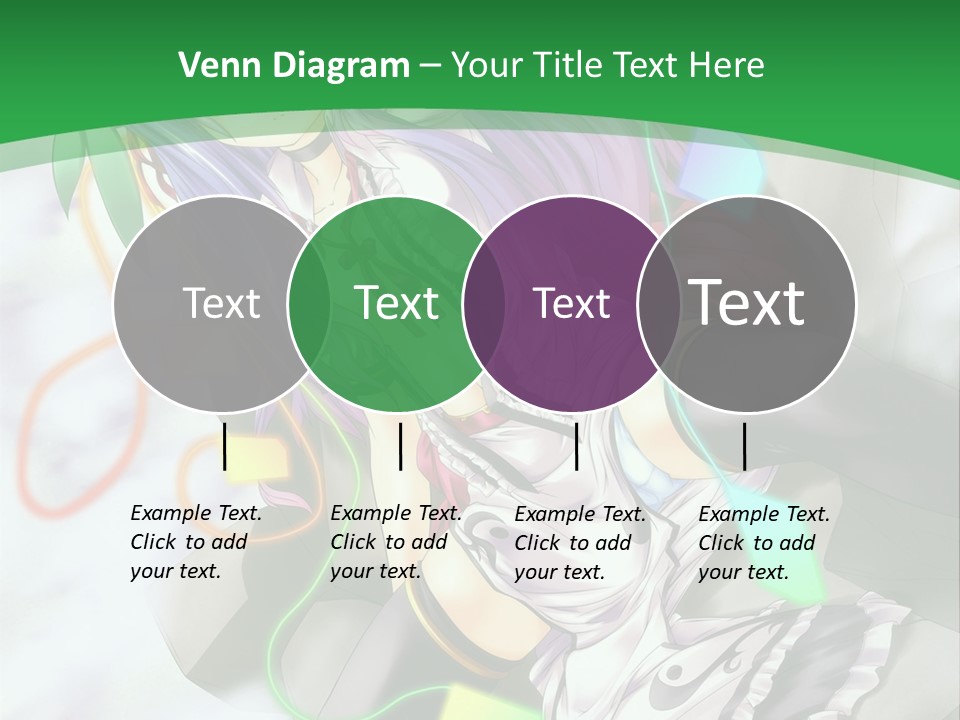 A Woman With Purple Hair And A Green Background PowerPoint Template