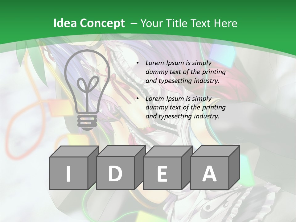 A Woman With Purple Hair And A Green Background PowerPoint Template