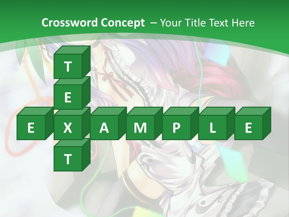 A Woman With Purple Hair And A Green Background PowerPoint Template