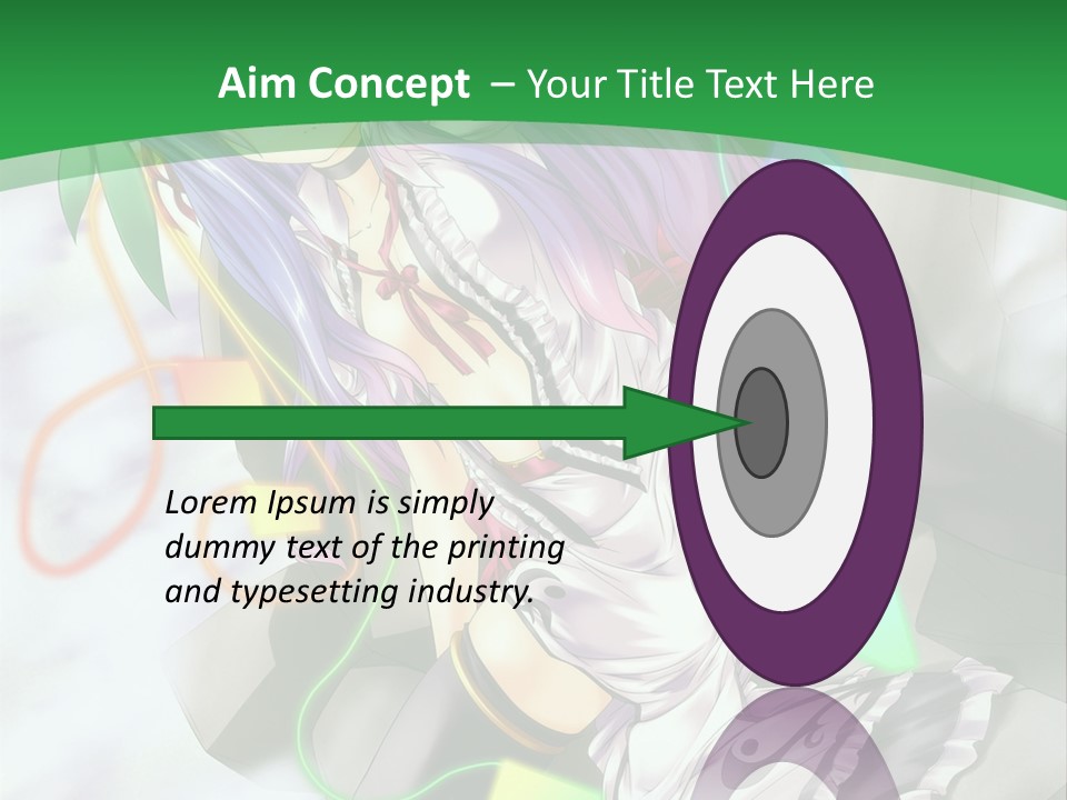 A Woman With Purple Hair And A Green Background PowerPoint Template