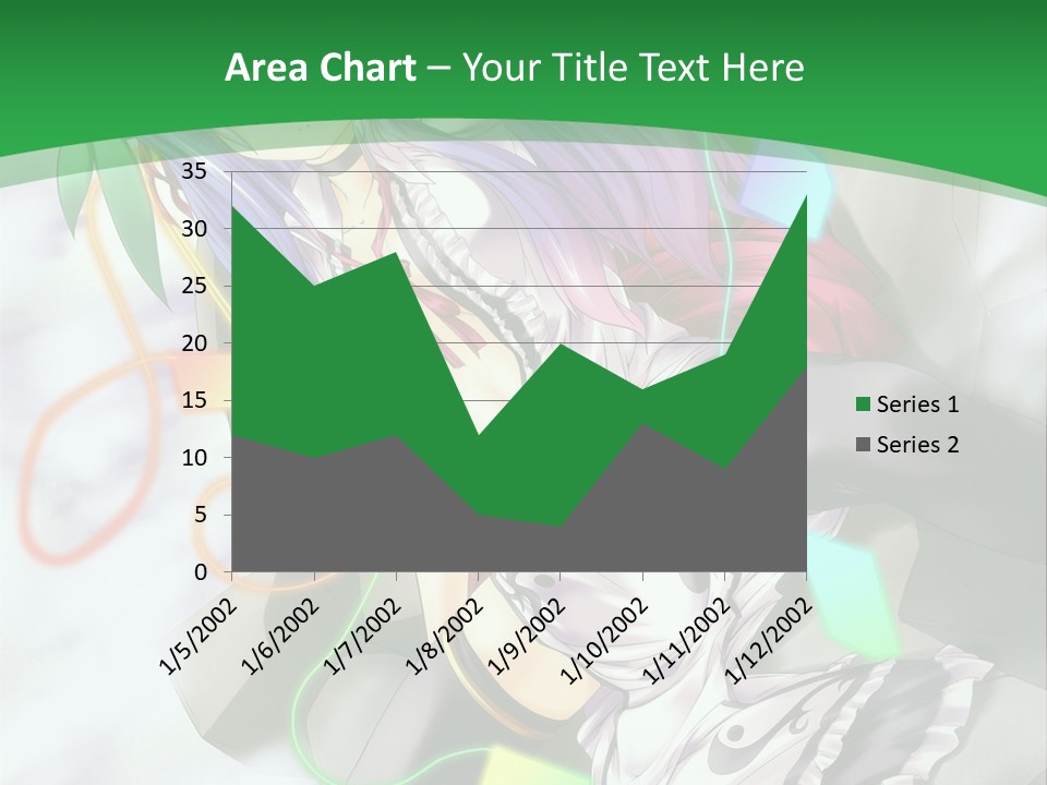 A Woman With Purple Hair And A Green Background PowerPoint Template