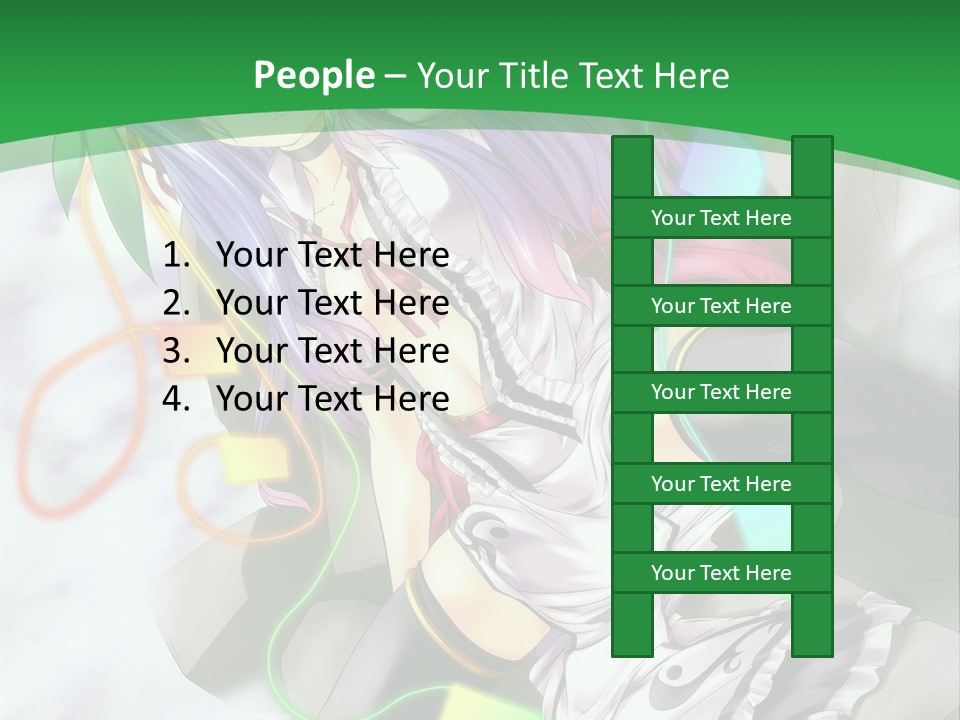 A Woman With Purple Hair And A Green Background PowerPoint Template