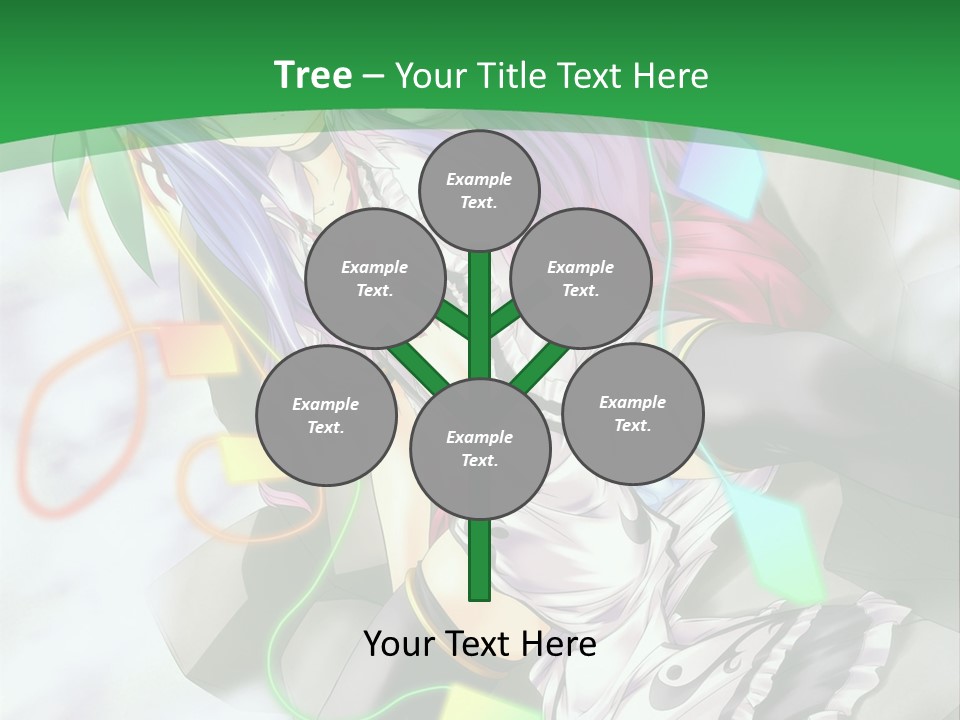 A Woman With Purple Hair And A Green Background PowerPoint Template