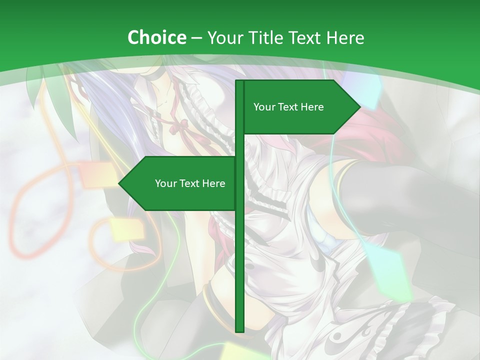 A Woman With Purple Hair And A Green Background PowerPoint Template