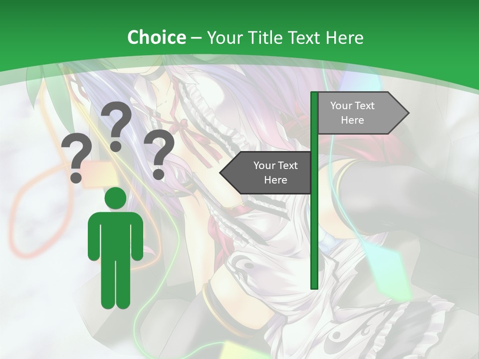 A Woman With Purple Hair And A Green Background PowerPoint Template