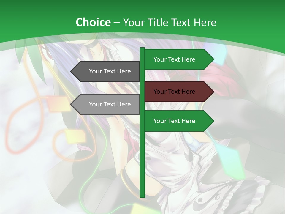 A Woman With Purple Hair And A Green Background PowerPoint Template