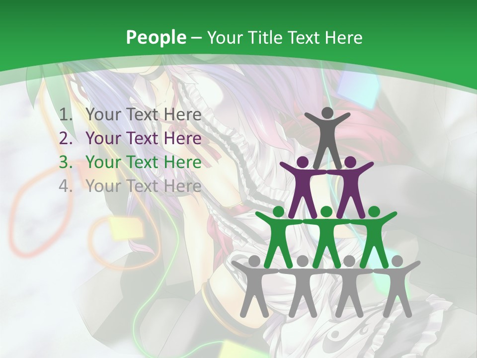 A Woman With Purple Hair And A Green Background PowerPoint Template