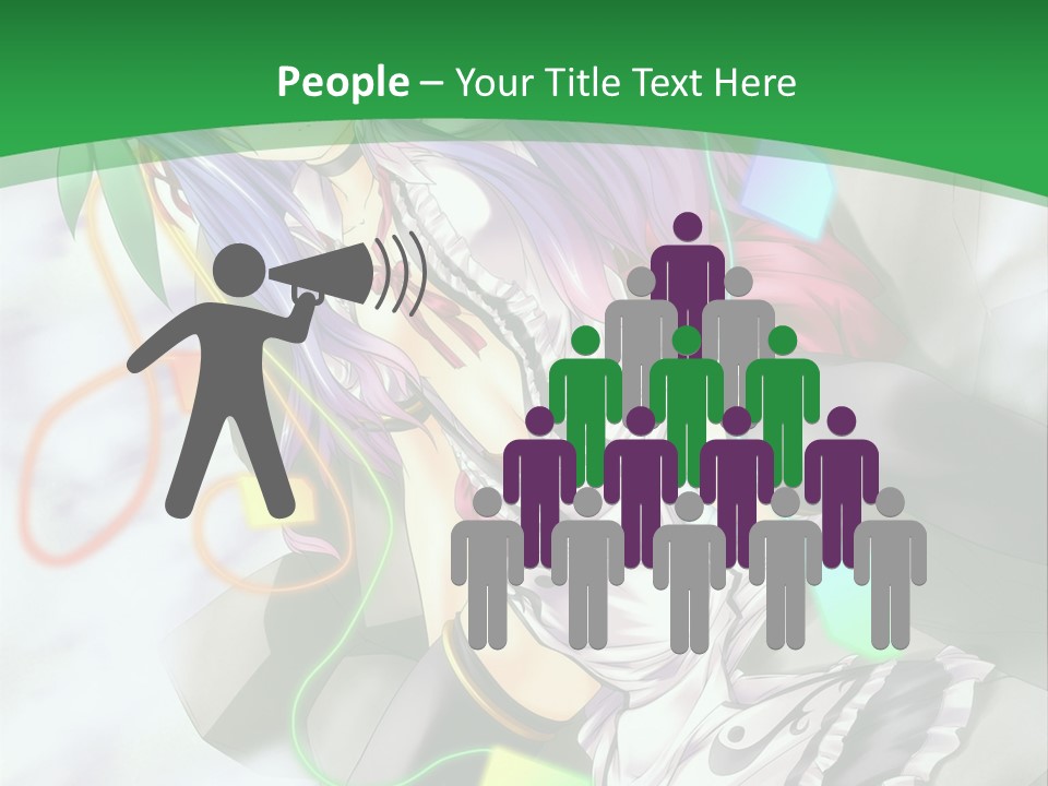 A Woman With Purple Hair And A Green Background PowerPoint Template