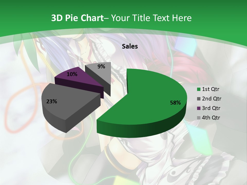A Woman With Purple Hair And A Green Background PowerPoint Template