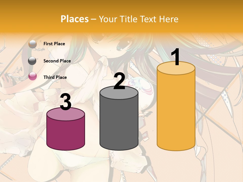 A Woman With Green Hair And Blue Eyes PowerPoint Template