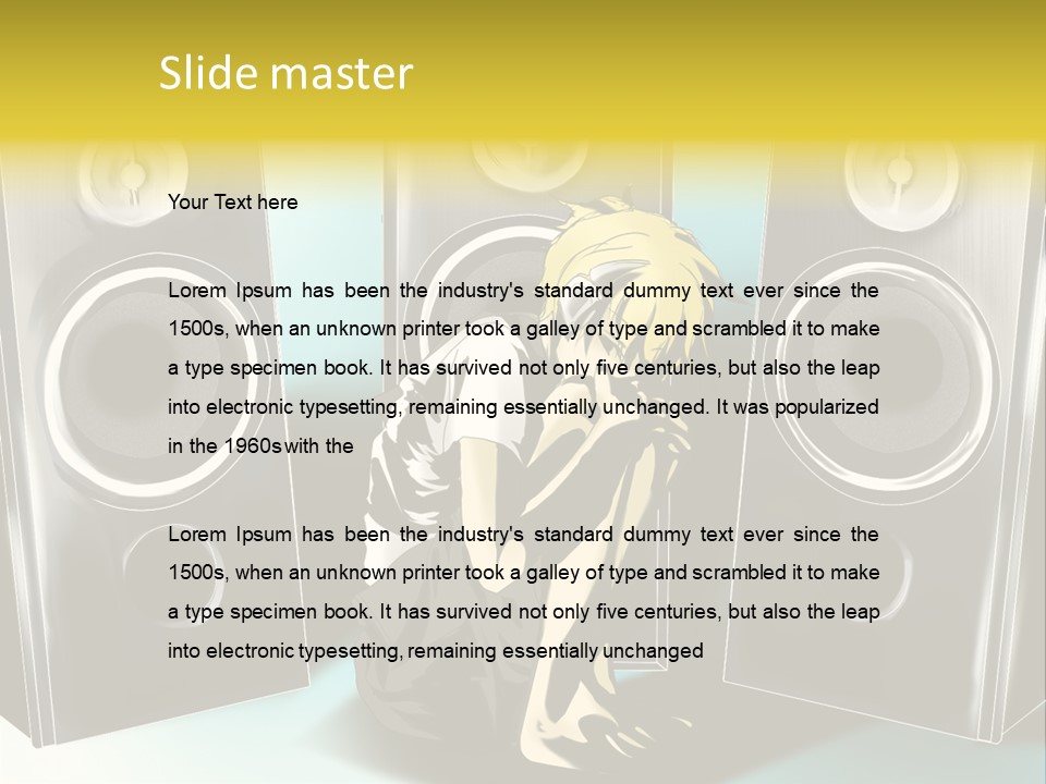 A Couple Of Speakers Sitting Next To Each Other PowerPoint Template