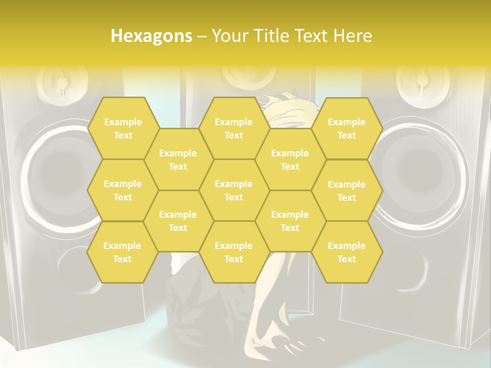 A Couple Of Speakers Sitting Next To Each Other PowerPoint Template