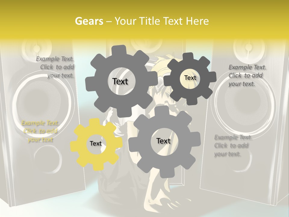 A Couple Of Speakers Sitting Next To Each Other PowerPoint Template