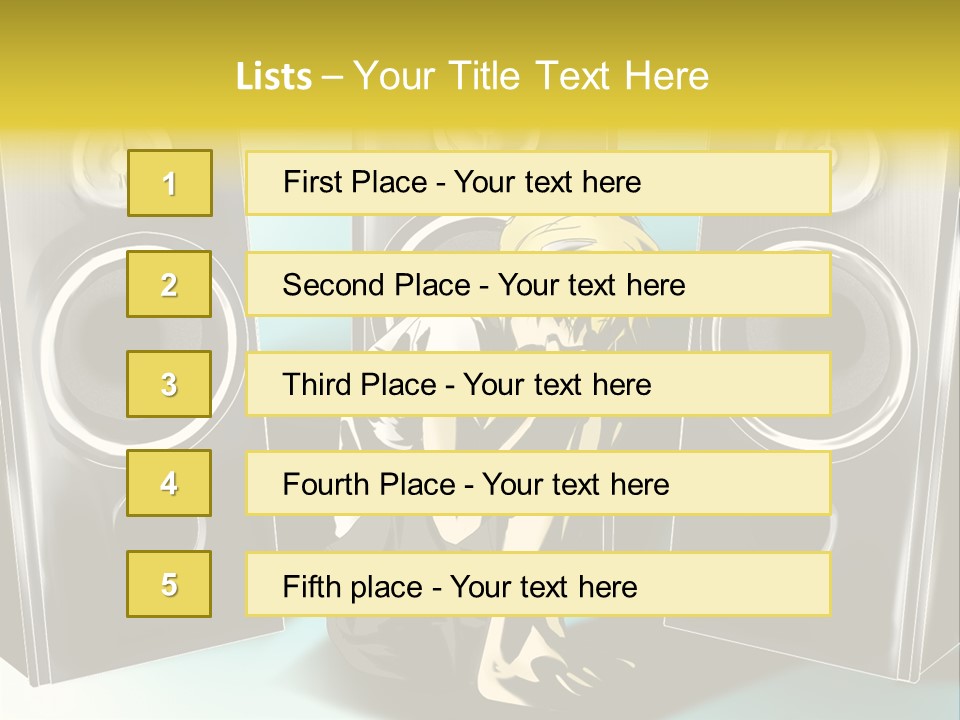 A Couple Of Speakers Sitting Next To Each Other PowerPoint Template