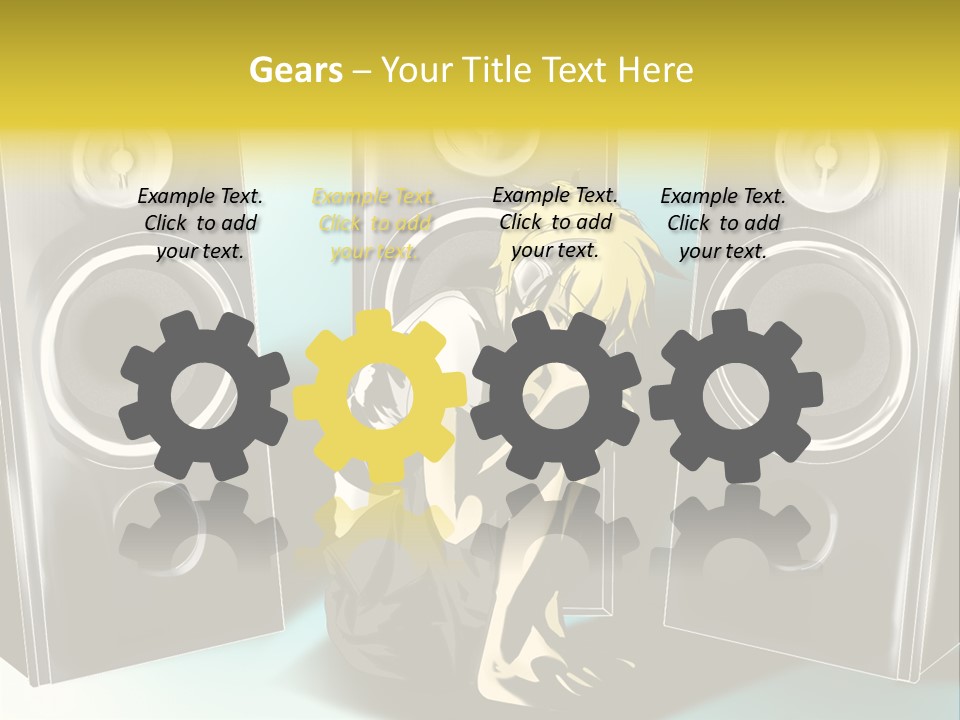 A Couple Of Speakers Sitting Next To Each Other PowerPoint Template