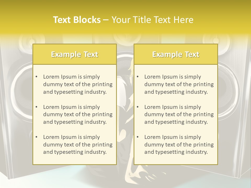 A Couple Of Speakers Sitting Next To Each Other PowerPoint Template