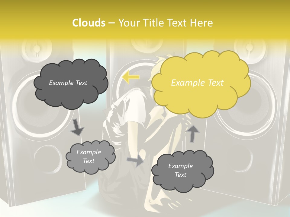 A Couple Of Speakers Sitting Next To Each Other PowerPoint Template