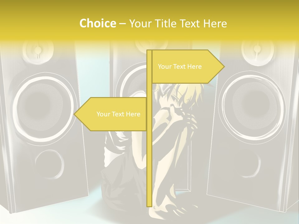 A Couple Of Speakers Sitting Next To Each Other PowerPoint Template