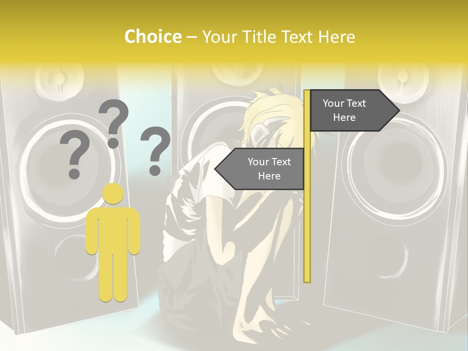 A Couple Of Speakers Sitting Next To Each Other PowerPoint Template