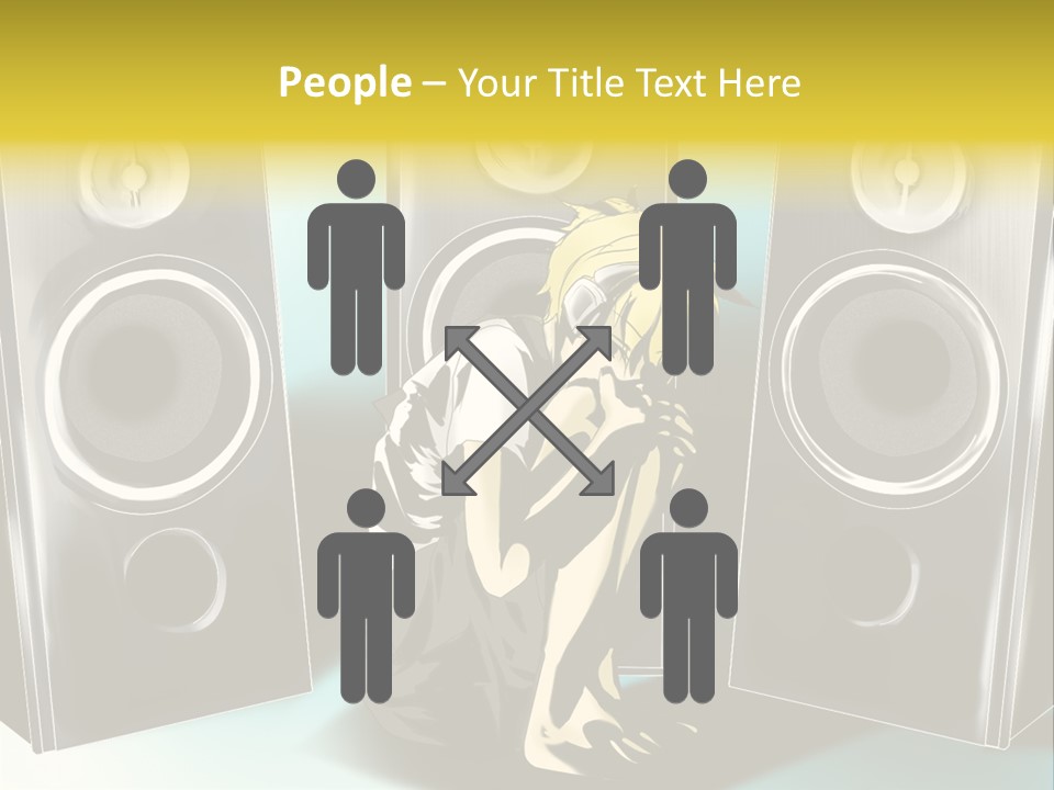 A Couple Of Speakers Sitting Next To Each Other PowerPoint Template