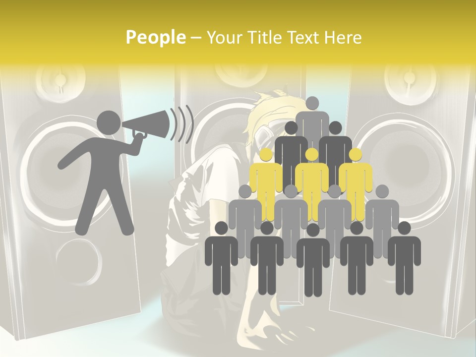 A Couple Of Speakers Sitting Next To Each Other PowerPoint Template