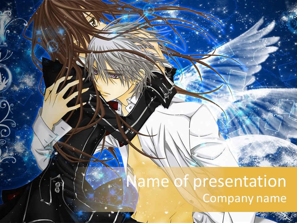 An Anime Character Holding A Cell Phone In His Hand PowerPoint Template