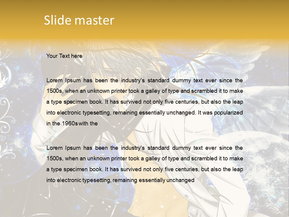 An Anime Character Holding A Cell Phone In His Hand PowerPoint Template