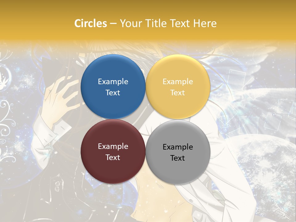 An Anime Character Holding A Cell Phone In His Hand PowerPoint Template