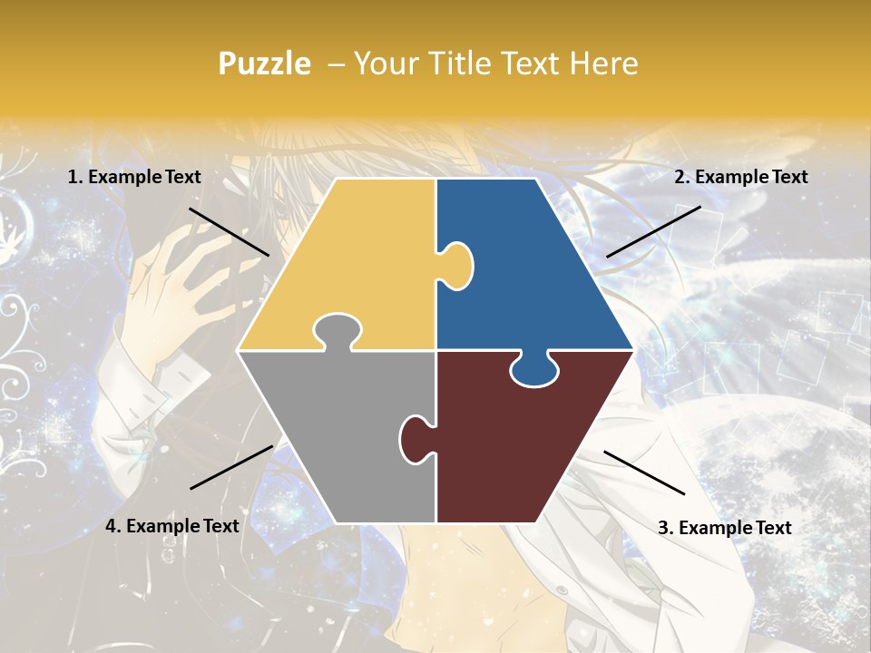 An Anime Character Holding A Cell Phone In His Hand PowerPoint Template