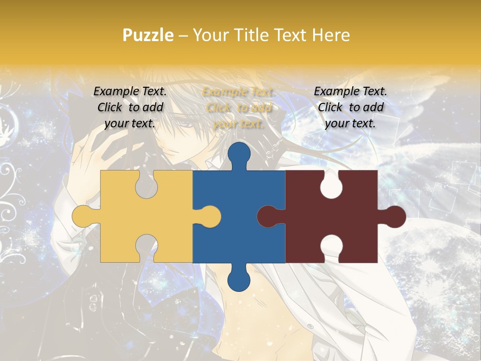 An Anime Character Holding A Cell Phone In His Hand PowerPoint Template