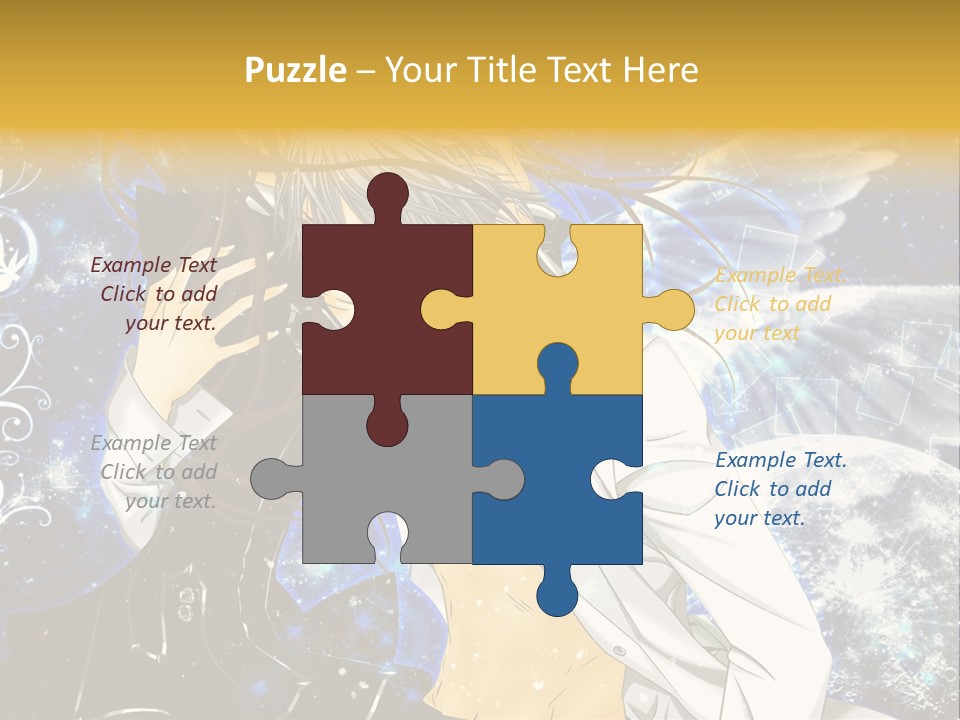 An Anime Character Holding A Cell Phone In His Hand PowerPoint Template