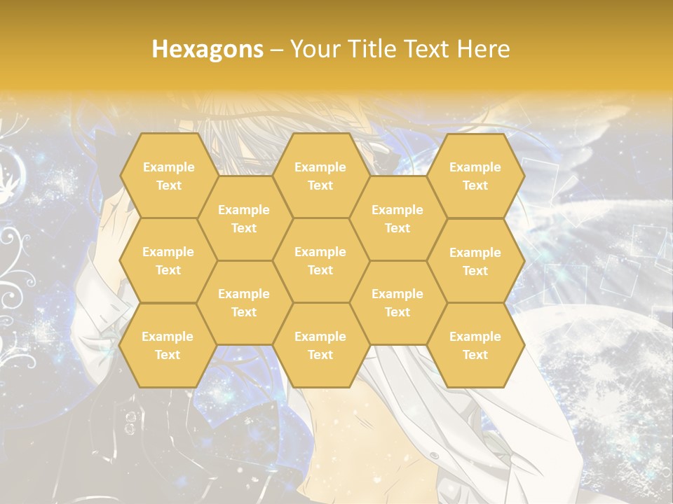 An Anime Character Holding A Cell Phone In His Hand PowerPoint Template