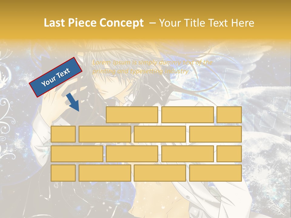 An Anime Character Holding A Cell Phone In His Hand PowerPoint Template