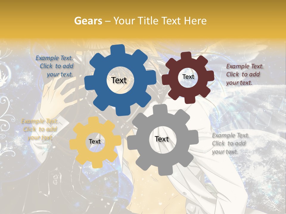 An Anime Character Holding A Cell Phone In His Hand PowerPoint Template