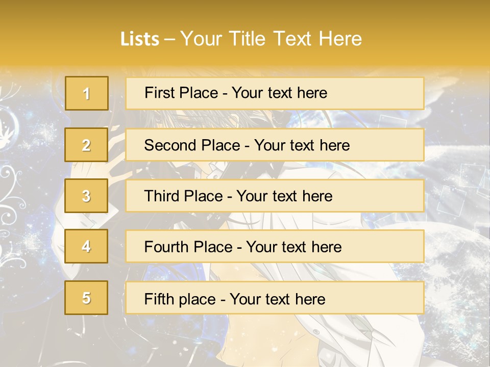 An Anime Character Holding A Cell Phone In His Hand PowerPoint Template