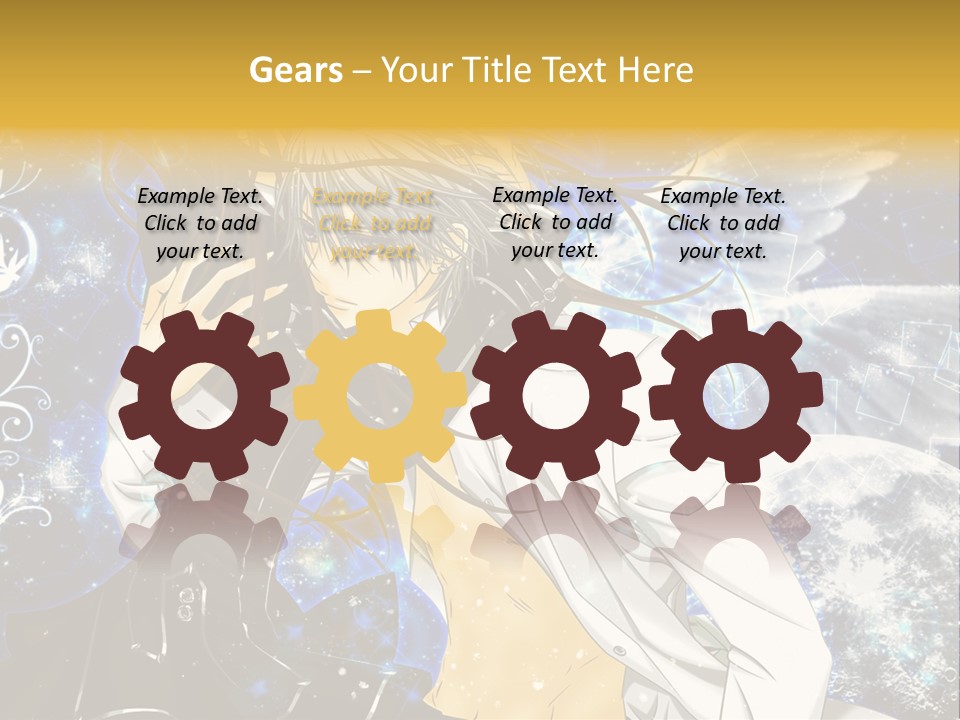 An Anime Character Holding A Cell Phone In His Hand PowerPoint Template