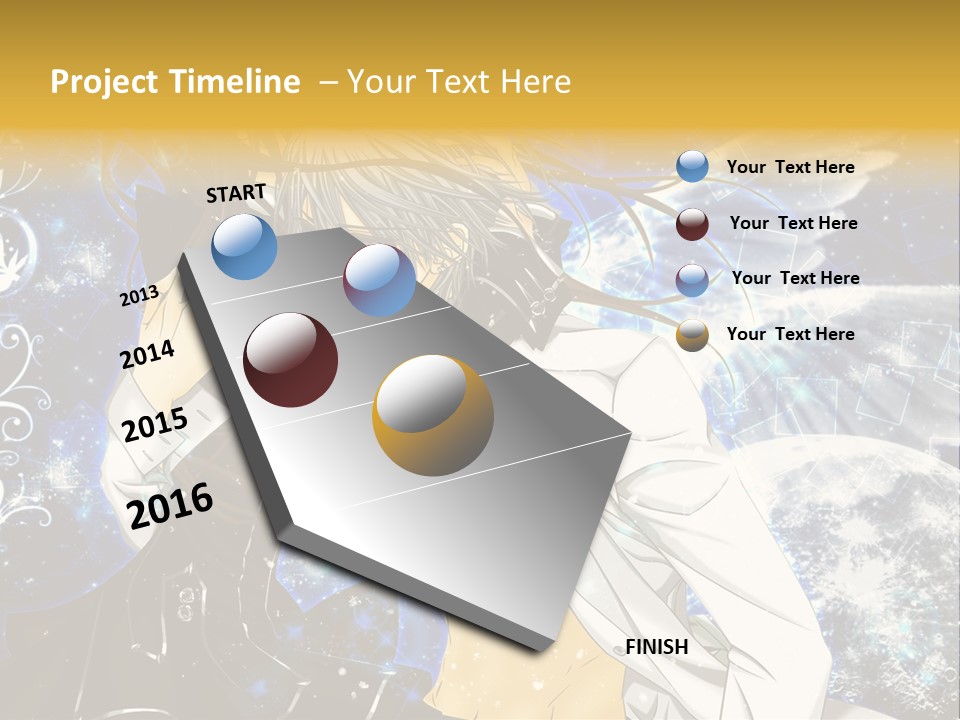 An Anime Character Holding A Cell Phone In His Hand PowerPoint Template
