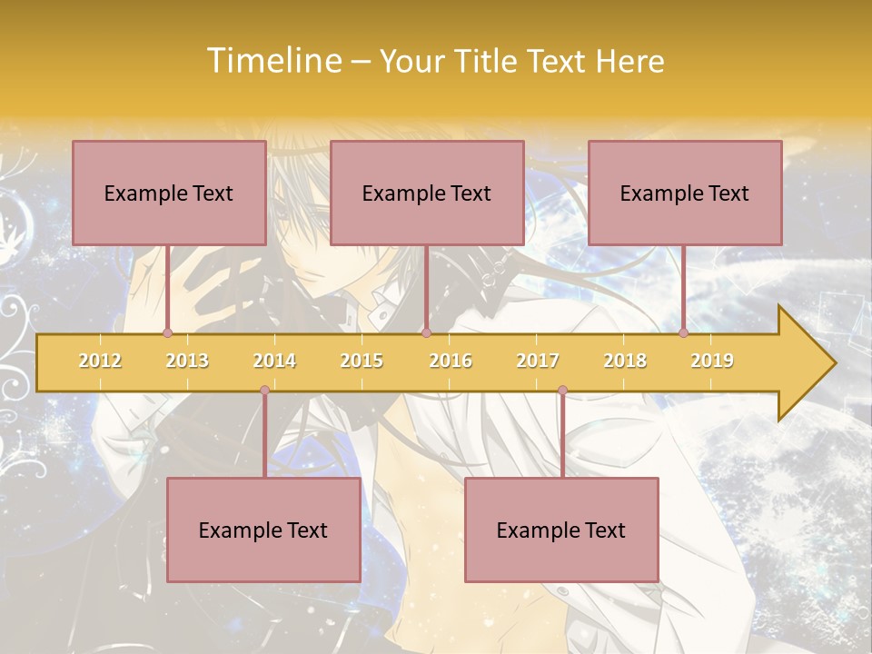 An Anime Character Holding A Cell Phone In His Hand PowerPoint Template