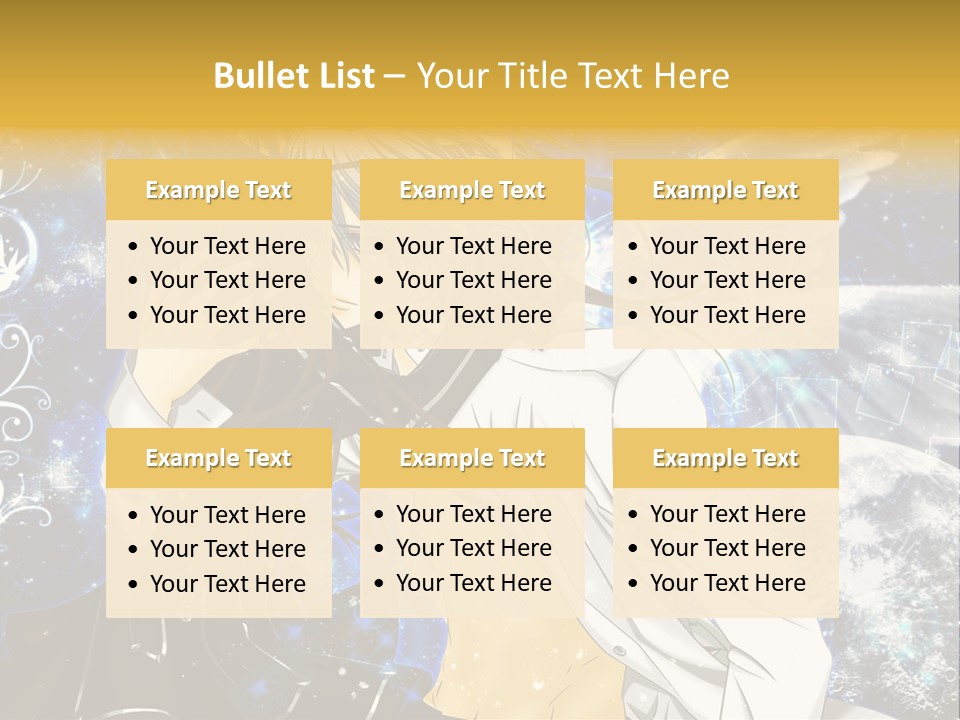 An Anime Character Holding A Cell Phone In His Hand PowerPoint Template