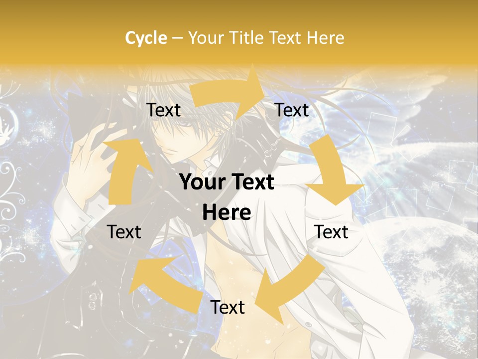 An Anime Character Holding A Cell Phone In His Hand PowerPoint Template