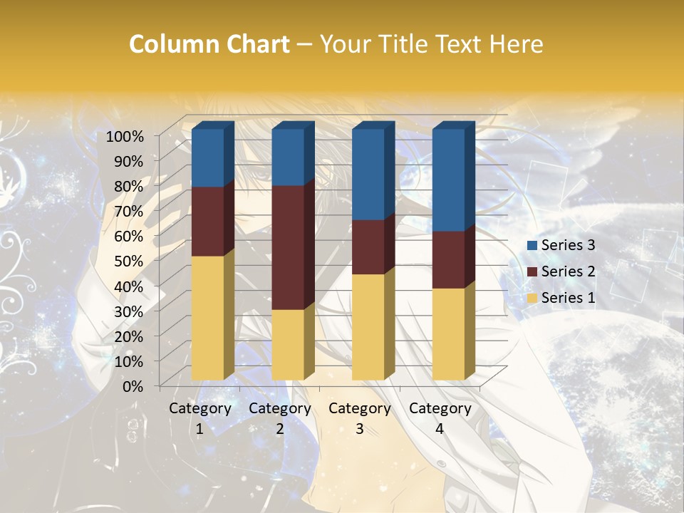 An Anime Character Holding A Cell Phone In His Hand PowerPoint Template