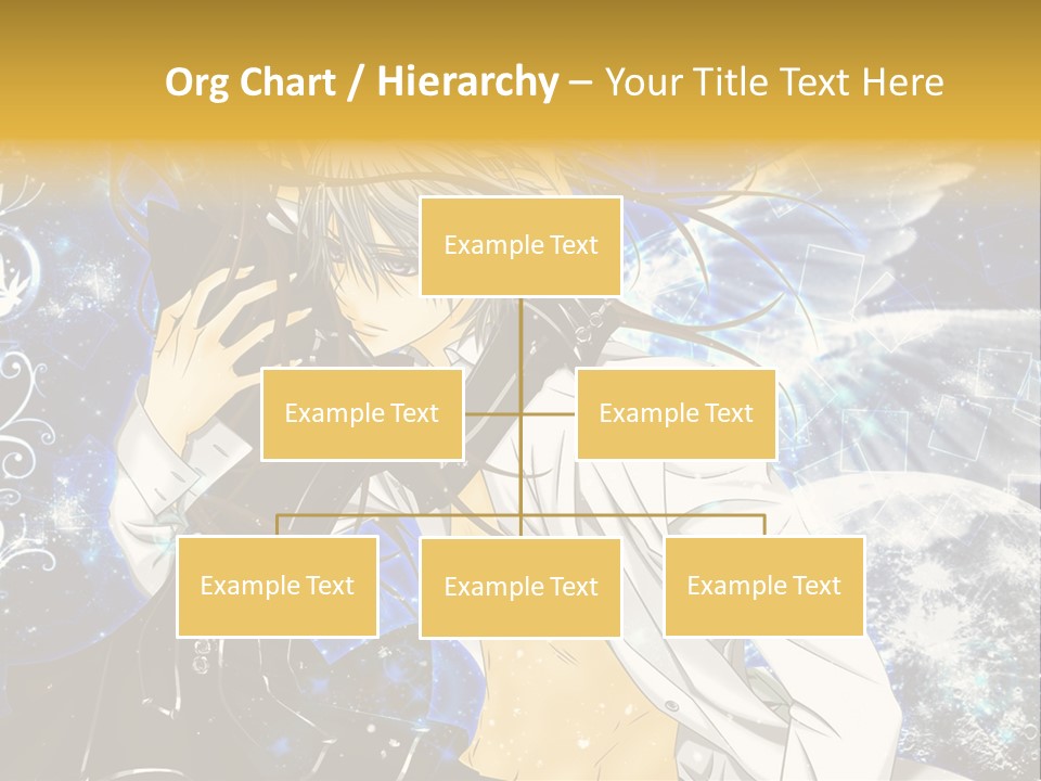 An Anime Character Holding A Cell Phone In His Hand PowerPoint Template