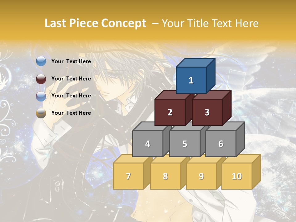 An Anime Character Holding A Cell Phone In His Hand PowerPoint Template