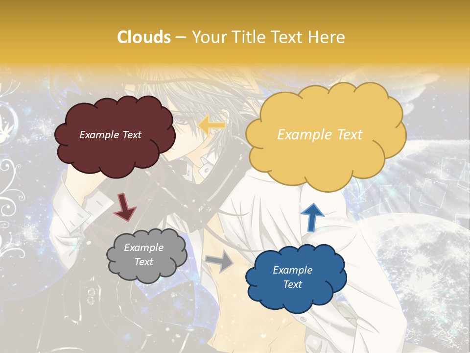 An Anime Character Holding A Cell Phone In His Hand PowerPoint Template