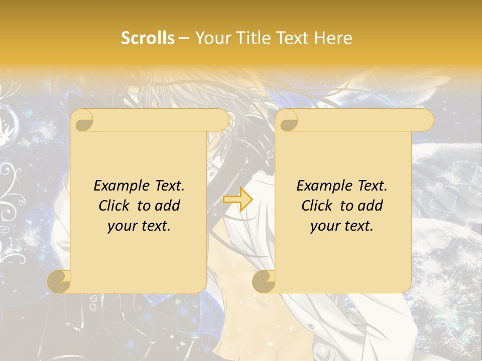 An Anime Character Holding A Cell Phone In His Hand PowerPoint Template