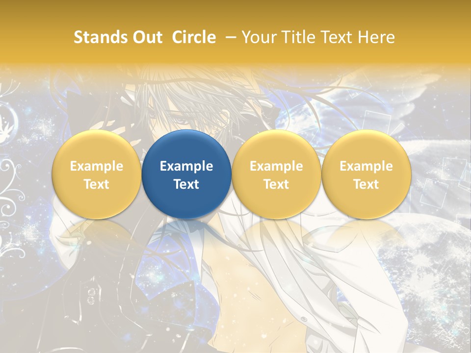 An Anime Character Holding A Cell Phone In His Hand PowerPoint Template